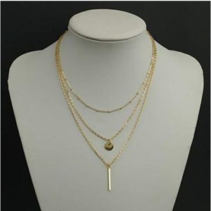 NEW Gold 3 Tier Pendent Long Chain Necklace
